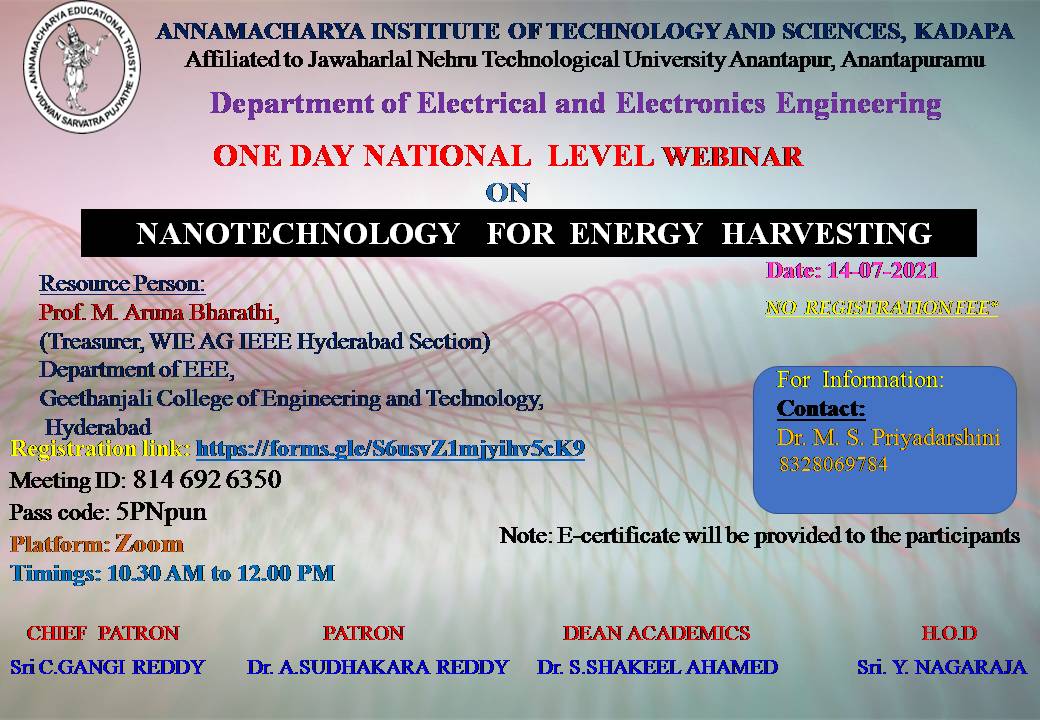 Webinar on Nanotechnology For Energy Harvesting