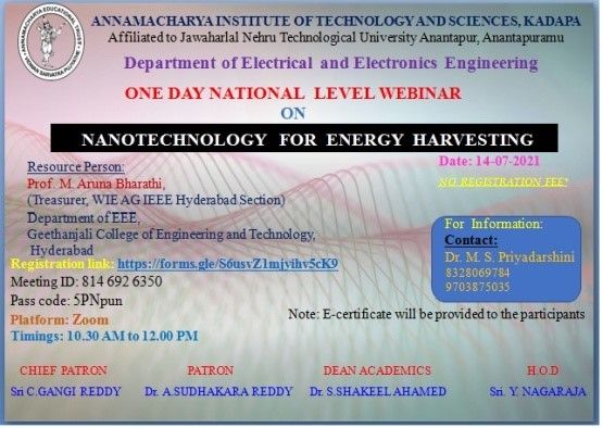 NATIONAL LEVEL WEBINAR NANOTECHNOLOGY FOR ENERGY HARVESTING